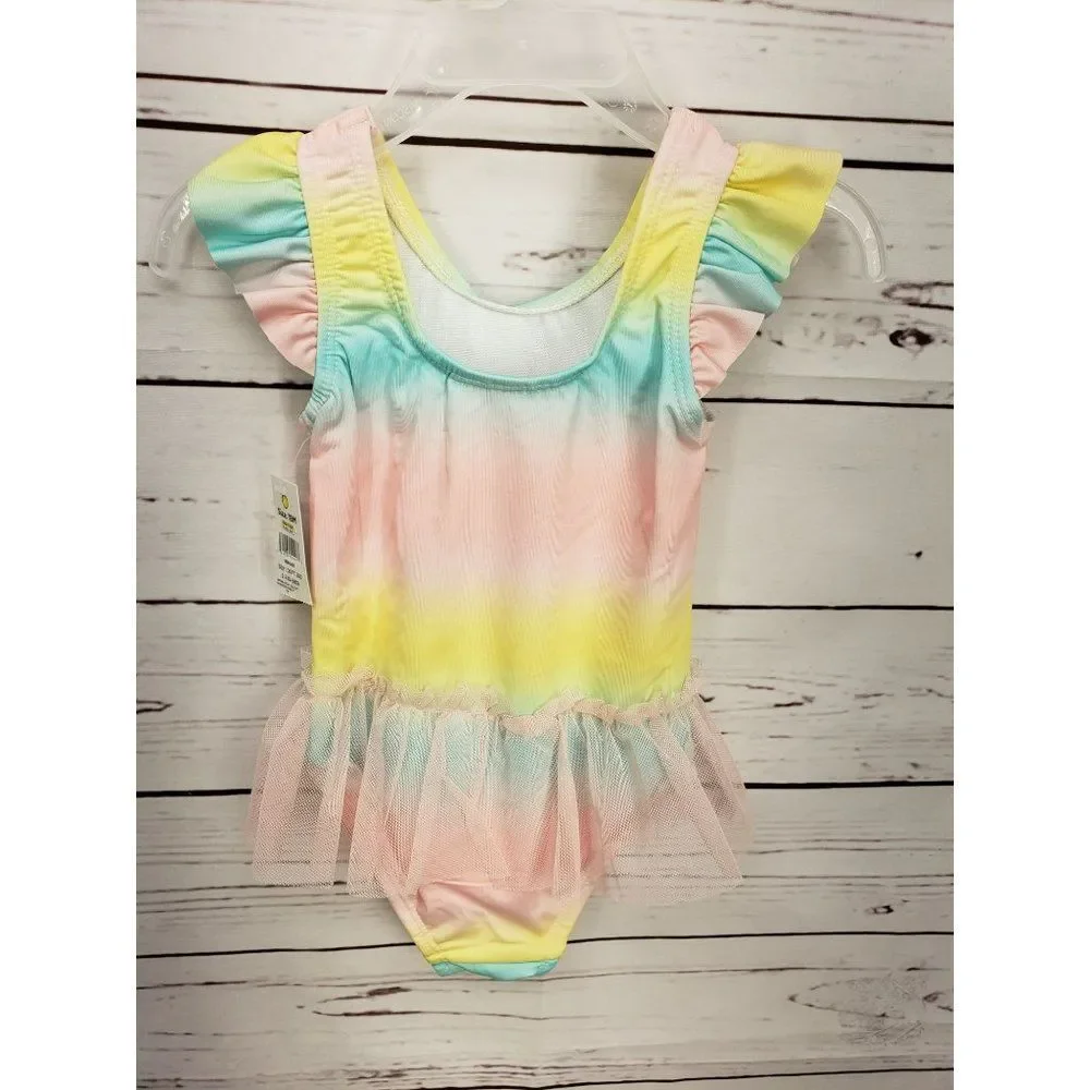 Lemon Kiss Toddler girls 18 months 1 piece swimsuit pink tyedye unicorn swimwear
